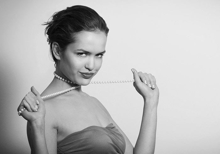 Woman with pearls